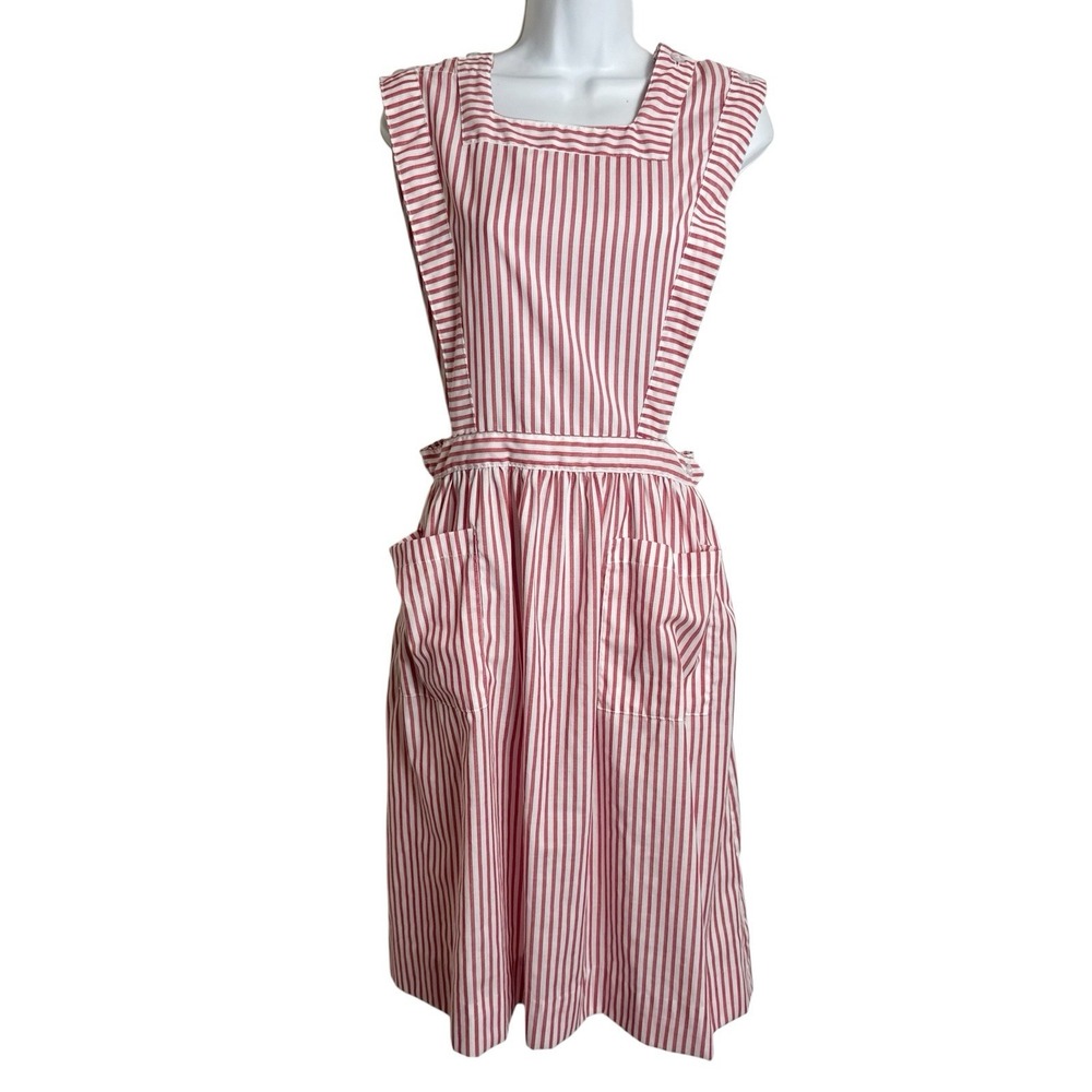 Vintage Angelica Candy Striper Pinafore Apron Red White Hospital Volunteer Large